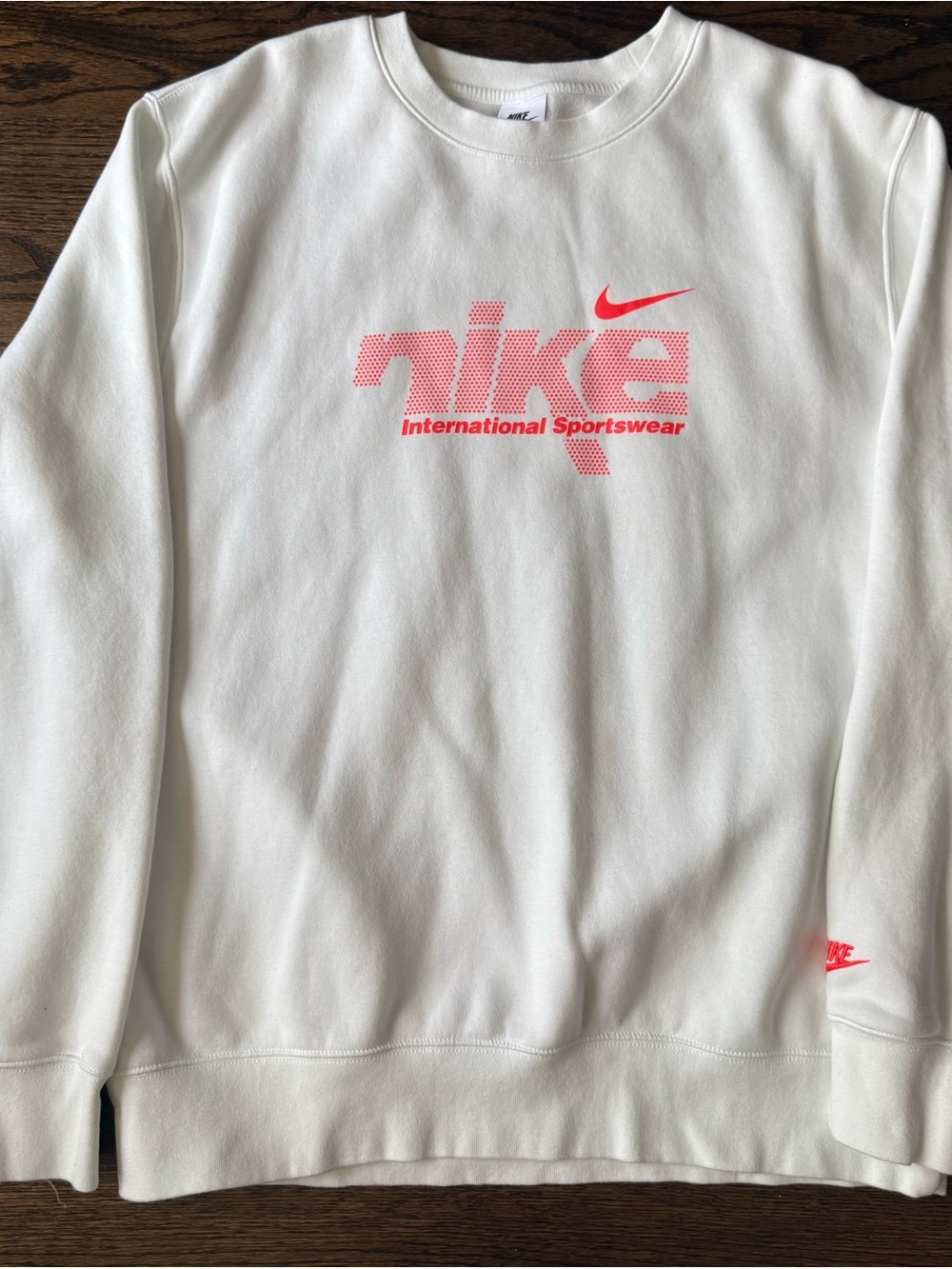 Nike White Crewneck Sweatshirt with neon Orange Logo